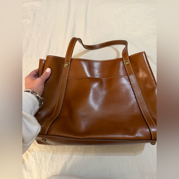 Vintage Used Patricia Nash Leather Chantilly Satchel Tan Color Group Heritage - Picture 5 of 10